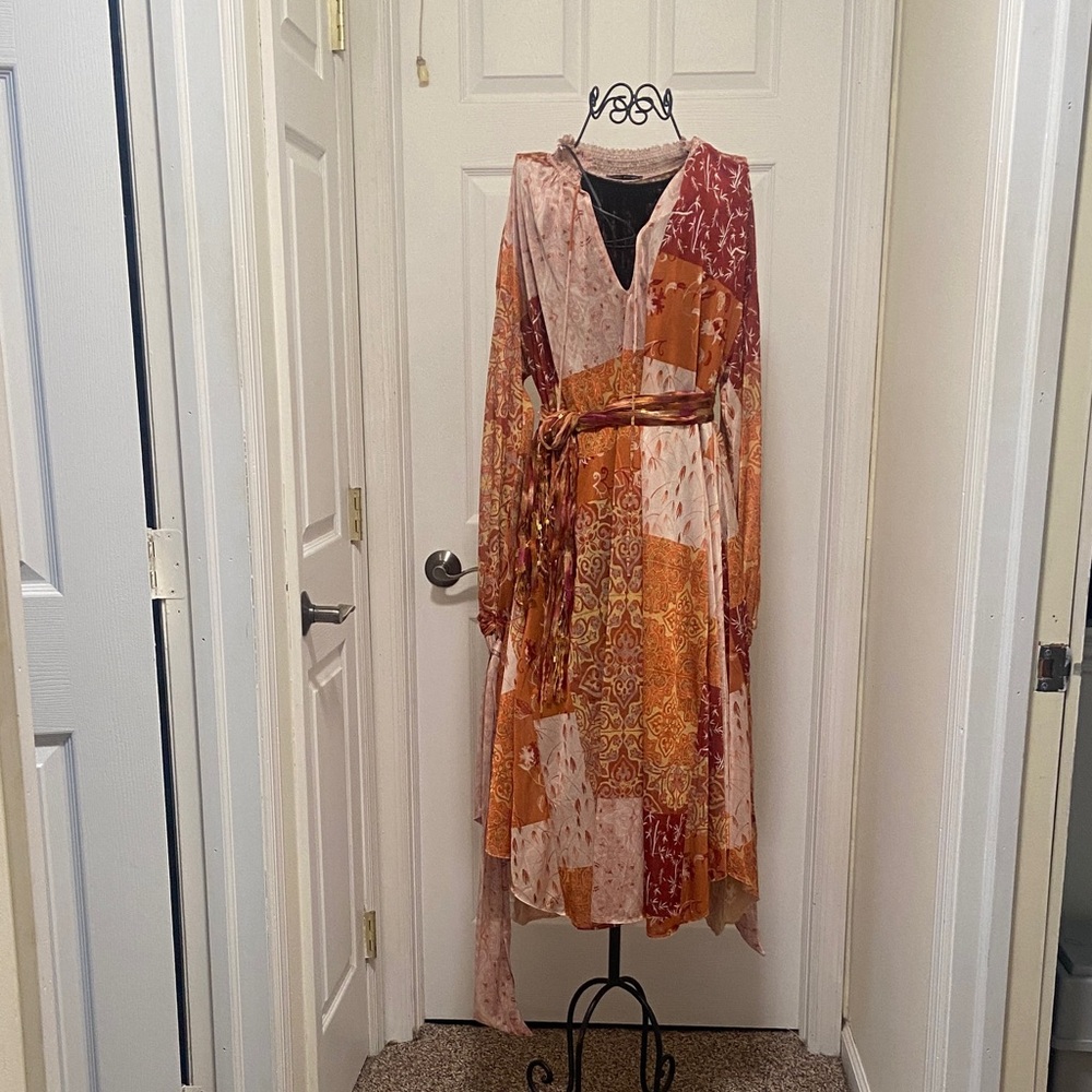 Zara Multicolor Patchwork Long Sleeve Dress